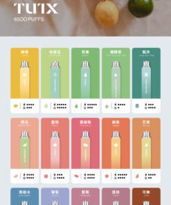 TUTX 6500口一次性電子煙產品圖，含13ml煙油及多款口味展示